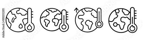 Global warming climate change earth temperature rise thermometer vector illustration concept art