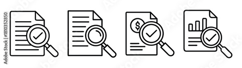 Document review checklist with magnifying glass for audit and compliance process analysis