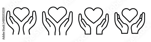 Hands holding heart vector illustration for love and care concept design element graphic art