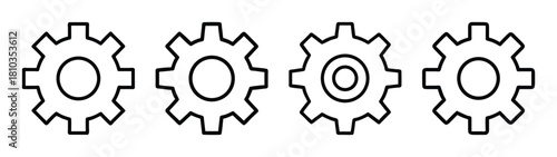 Isolated gears mechanical cogwheel engineering gearwheel machine part industrial design element vector
