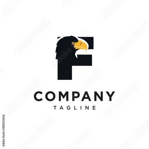 Letter F Steller's Sea Eagle Logo Icon vector