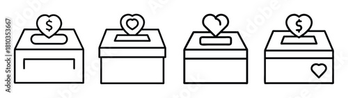 Donate love charity fundraising box heart dollar symbol donation drive vector illustration art