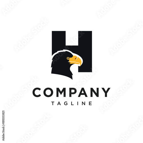 Letter H Steller's Sea Eagle Logo Icon vector