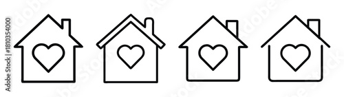House love heart vector illustration, home sweet home icon, simple design for valentine's day card