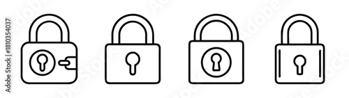 Vector illustration of different types of padlocks security lock safety lock icons drawing line art