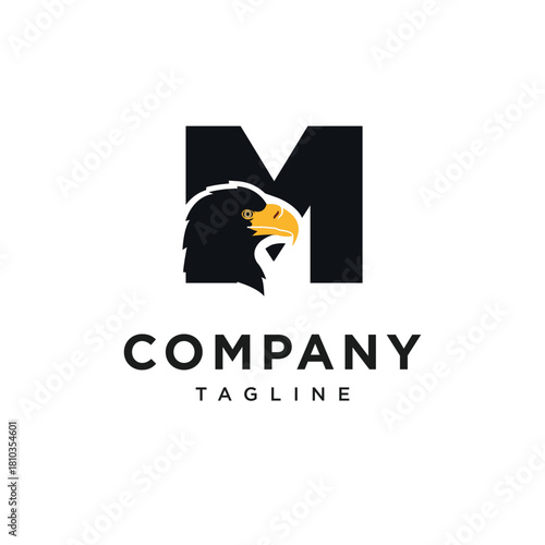 Letter M Steller's Sea Eagle Logo Icon vector