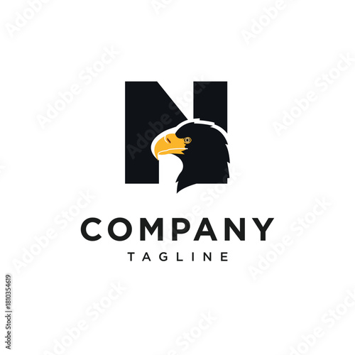 Letter N Steller's Sea Eagle Logo Icon vector