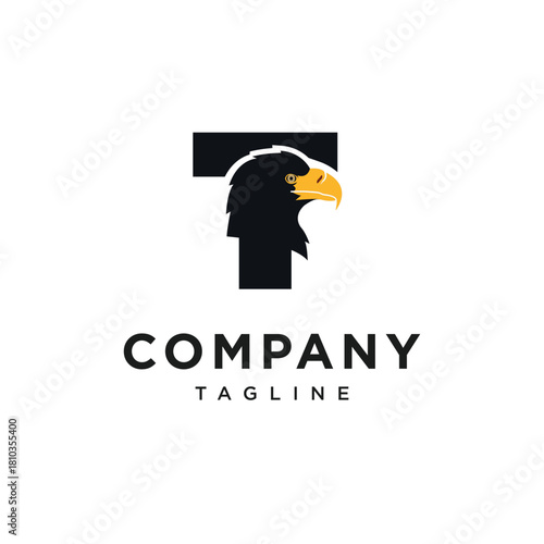 Letter T Steller's Sea Eagle Logo Icon vector