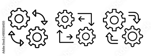Gears and arrows infographic vector illustration for process flow and automation design concept