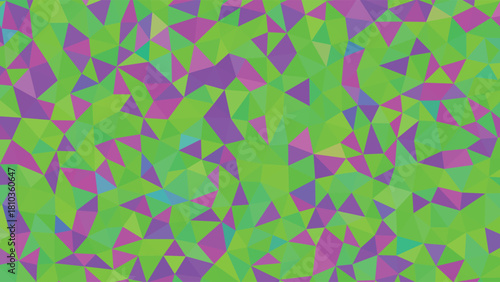 Green and purple geometric background with triangle shapes and vibrant colors