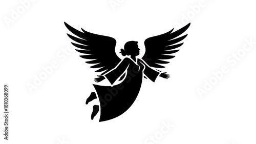 Celestial Silhouette: An ethereal depiction of an angel soaring through the heavens, wings outstretched in a gesture of grace and protection.