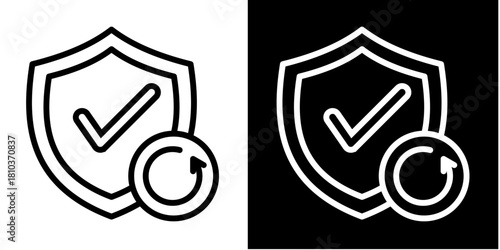 Shield With Check  Icon Set White Style Collection