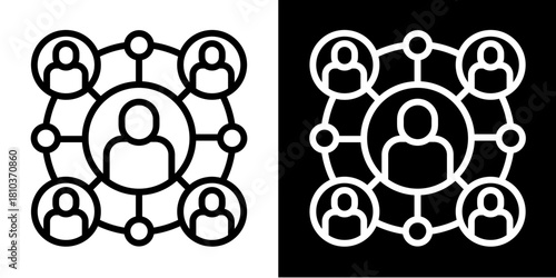 Business Network  Icon Set White Style Collection