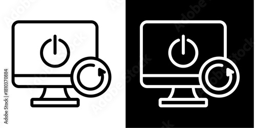 Power Restart  Icon Set White Style Collection