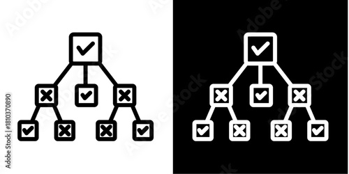 Decision Tree  Icon Set White Style Collection