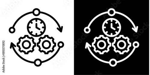 Business Process  Icon Set White Style Collection