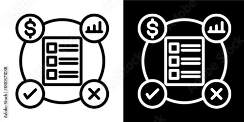 Impact Assessment  Icon Set White Style Collection