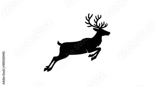 Silhouette of leaping Deer: A majestic silhouette of a deer leaps gracefully, antlers proudly displayed against a simple backdrop. Its silhouette represents elegance, power, and freedom in the wild