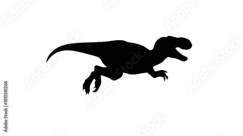 Velociraptor Silhouette: A dynamic silhouette of a Velociraptor dinosaur, leaping with agility, set against a clean backdrop, capturing the raw essence of prehistoric predator