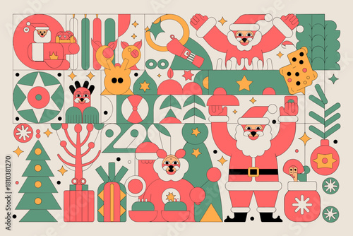 Whimsical Collection of Colorful Snowflakes Against a Vibrant Blue Background for Festive Winter Decor