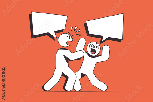 Dynamic Debate Between Two Silhouetted Figures in a Colorful Background with Speech Bubbles