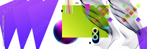 Bright color background collage juicy with geometric elements for logo text or promotions. Vector stock art