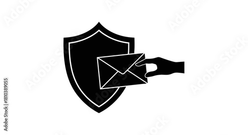 Secure email communication and data protection concept with shield and envelope icon.