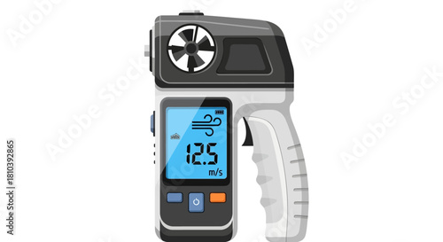 Anemometer device used for measuring wind speed isolated on a clear background