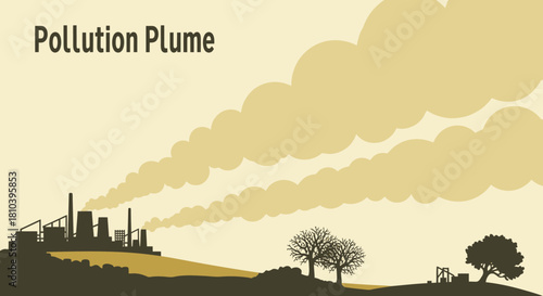 Industrial emissions landscape showcasing environmental concern with hazy sky