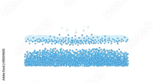 Process representation showcasing the movement and filtering of particles in a system