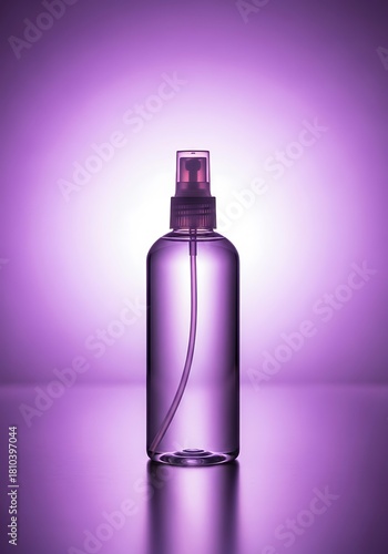 Translucent Spray Bottle on Luminous Amethyst Backdrop, Studio Styled