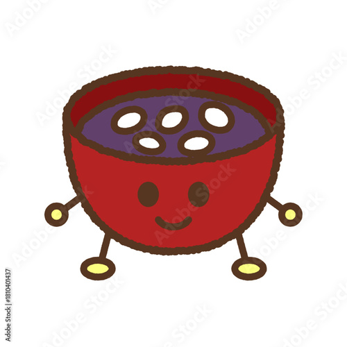 手書き風のキャラクターイラストアイコン　お汁粉