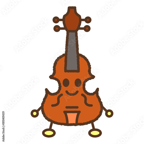 手書き風のキャラクターイラストアイコン　ヴァイオリン