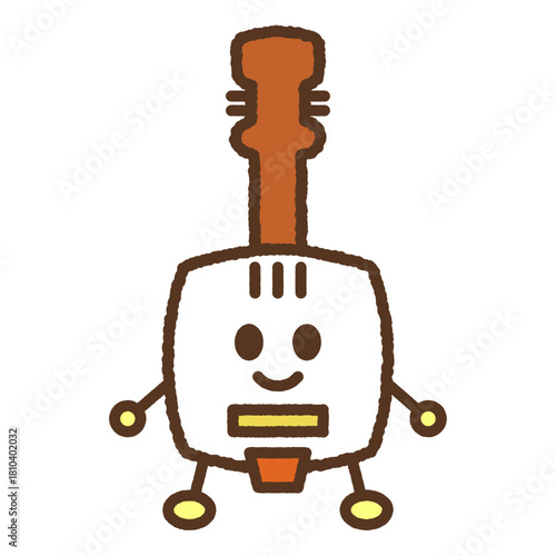 手書き風のキャラクターイラストアイコン　三味線