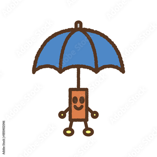 手書き風のキャラクターイラストアイコン　傘