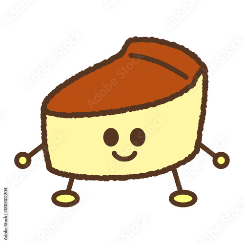 手書き風のキャラクターイラストアイコン　焼きチーズケーキ