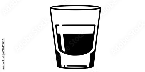 Espresso Shot Glass Demitasse Simple Line Art Vector