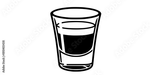 Espresso Shot Glass Demitasse Simple Line Art Vector