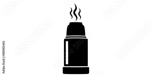 Thermos Flask Steam Simple Flat Vector Icon Travel