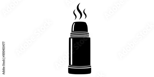 Thermos Flask Steam Simple Flat Vector Icon Travel