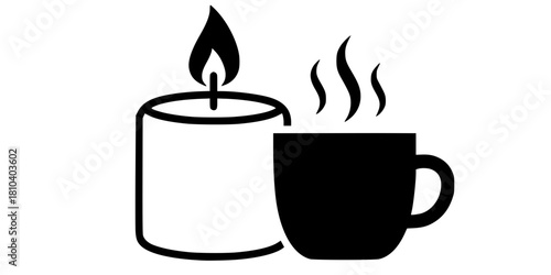 Hygge Candle Mug Simple Flat Vector Icon Cozy