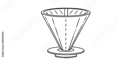 Single Coffee Filter Cone Minimalist Line Art Vector