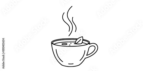 Bone Broth Cup Simple Minimalist Line Art Vector Wellness