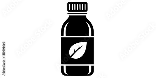 Detox Cleanser Bottle Leaf Simple Flat Vector Icon Wellness