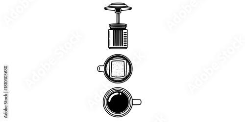 Cold Brew Coffee Dripper Tower Simple Line Art Vector