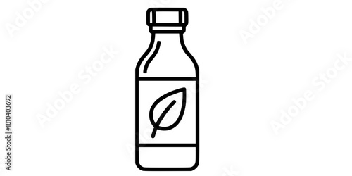 Detox Cleanser Bottle Leaf Simple Flat Vector Icon Wellness