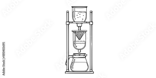 Aeropress Coffee Maker Disassembled Flat Vector Illustration
