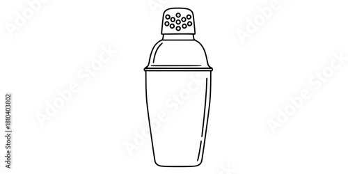 Cocktail Shaker and Strainer Simple Line Art Vector Bar