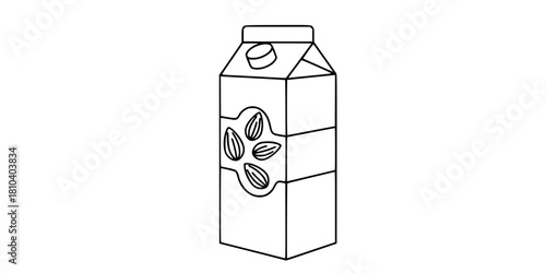 Almond Milk Carton Geometric Minimalist Line Art Vector
