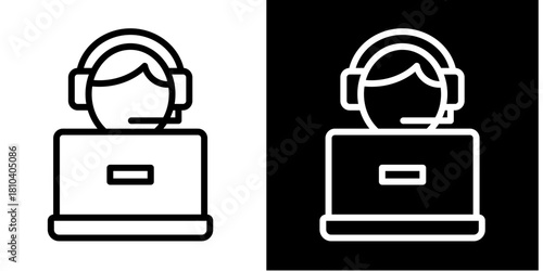 Tech Support Headset  Icon Set White Mix Style Collection